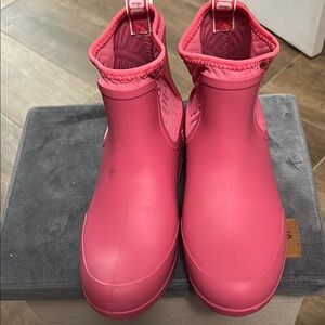 Pink Waterproof Winter Rain Boots Slip-On